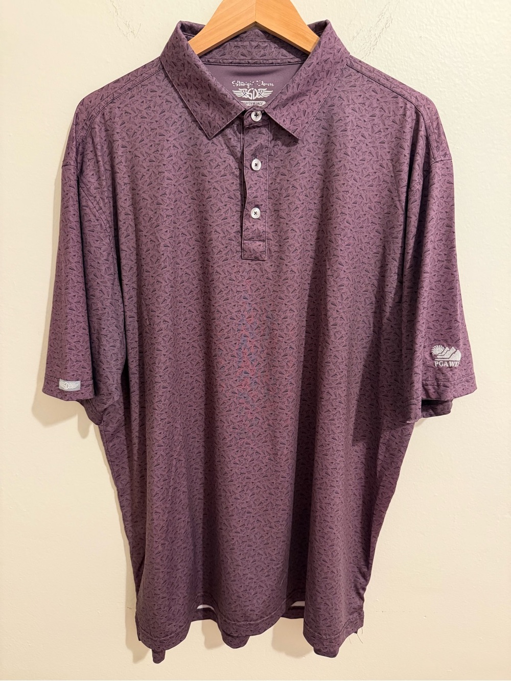 Straight Down PGA West Men’s Purple Short-Sleeve Golf Polo